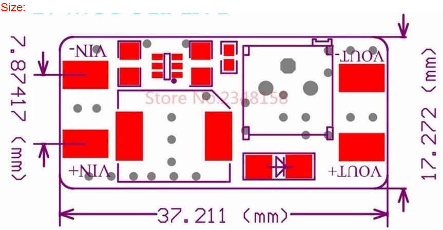 MT3608 Board Dimensions